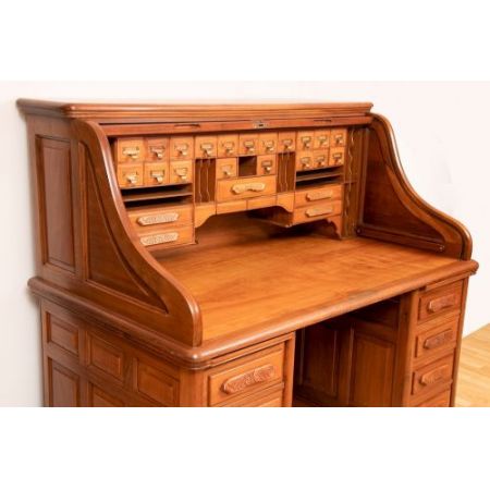 Antiker Roll-Top Mahagoni Schreibtisch von va 1898