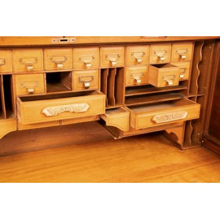 Antiker Roll-Top Mahagoni Schreibtisch von va 1898