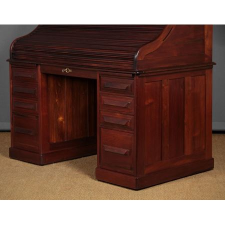 Antiker Walnuss-Roll-Top-Schreibtisch von ca 1905