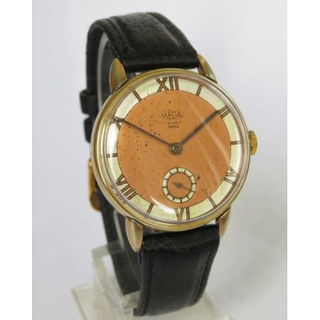 Antike Smiths Herrenarmbanduhr mit vergoldetem Gehäue 1950