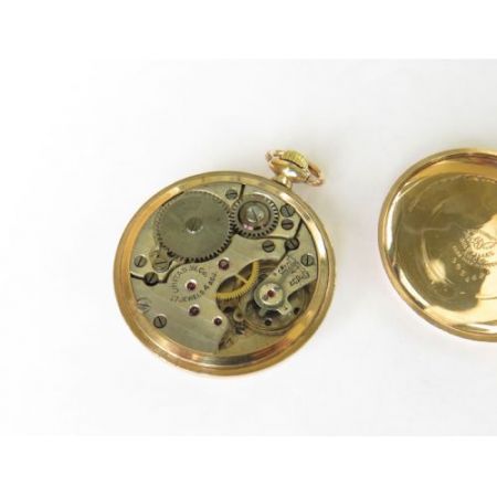 Antike Unitas stem winding Taschenuhr/pocket watch mit vergoldetem Gehäuse 1930