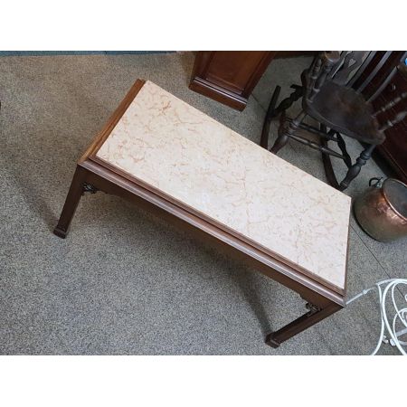 Antiker Mahagoni-Marmor Couchtisch