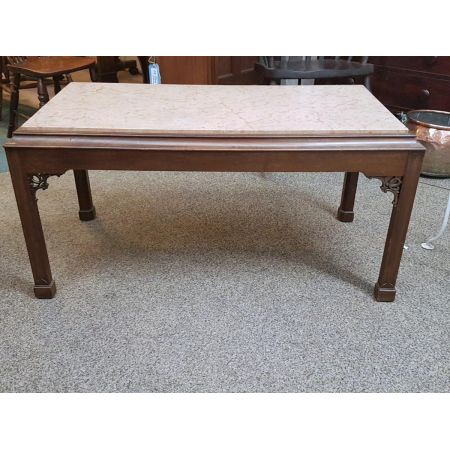 Antiker Mahagoni-Marmor Couchtisch
