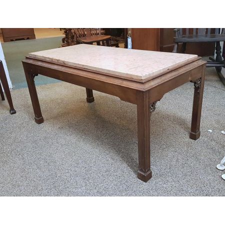 Antiker Mahagoni-Marmor Couchtisch