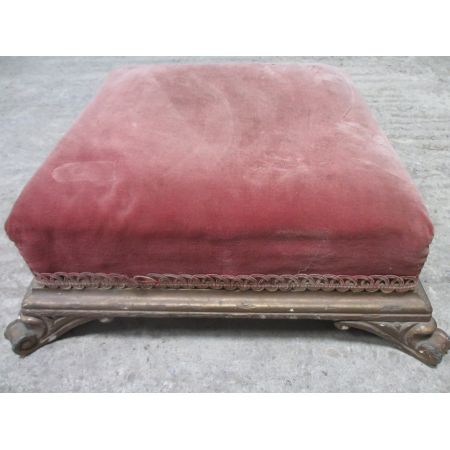 Antiker quadratischer Fußschemel aus dem 19. Jahrhundert