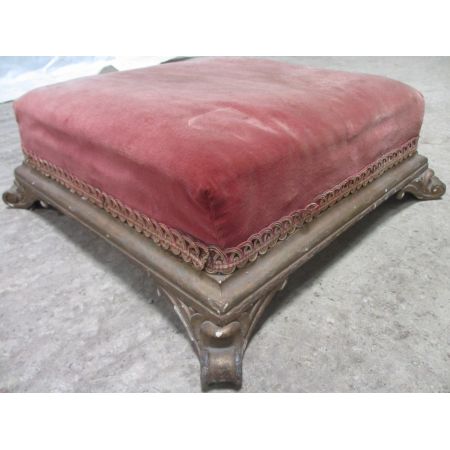 Antiker quadratischer Fußschemel aus dem 19. Jahrhundert