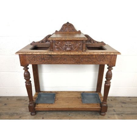 Antiker hall stand aus Eiche Massivholz 19. Jahrhundert