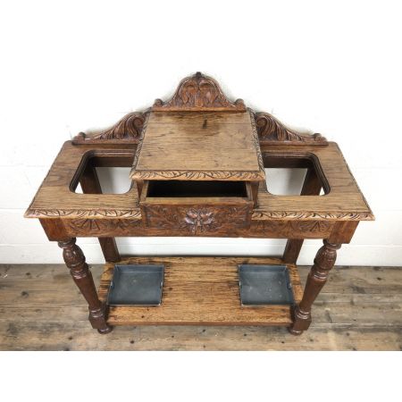 Antiker hall stand aus Eiche Massivholz 19. Jahrhundert