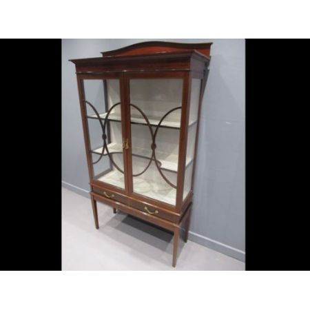 Antike Inlaid Vitrine aus Mahagoni