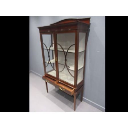 Antike Inlaid Vitrine aus Mahagoni