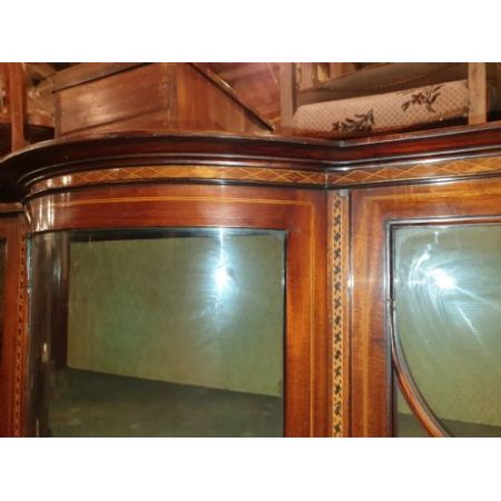 Antike Inlaid Bowfront Vitrine aus Mahagoni