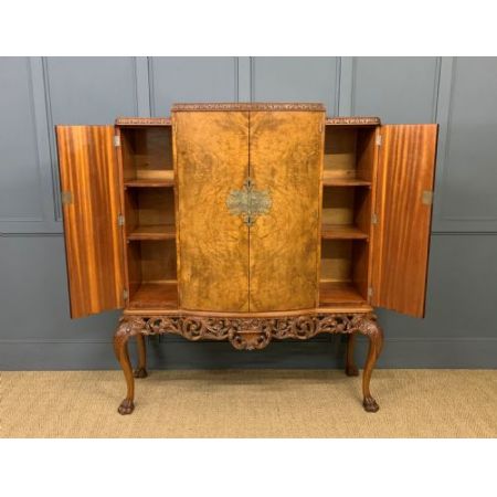 Großer antiker Cocktailschrank aus Walnussholz