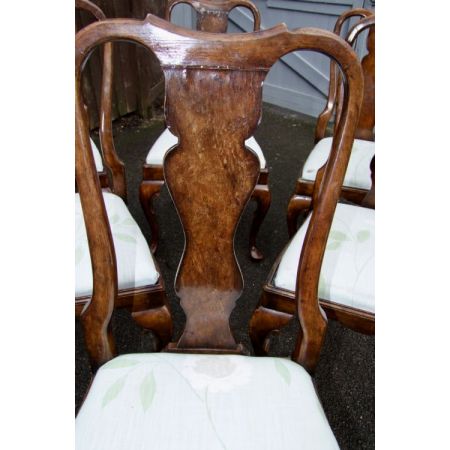 Antikes Set mit sechs Esszimmerstühlen aus Walnussholz