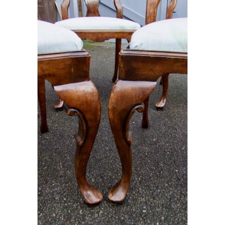 Antikes Set mit sechs Esszimmerstühlen aus Walnussholz