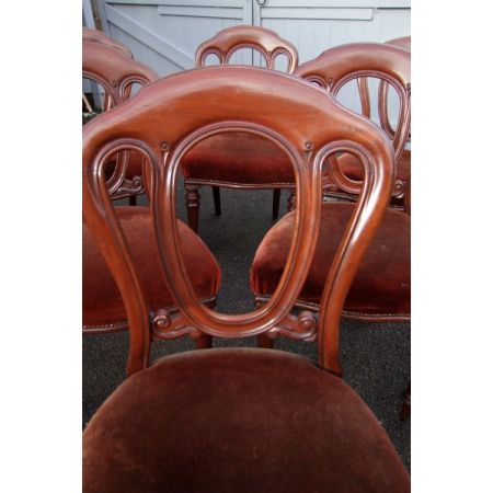 Antiker Satz von sechs Ballonrücken-Esszimmerstühlen aus Mahagoni