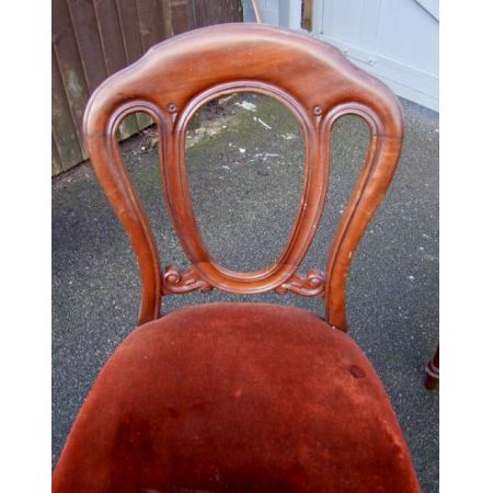 Antiker Satz von sechs Ballonrücken-Esszimmerstühlen aus Mahagoni