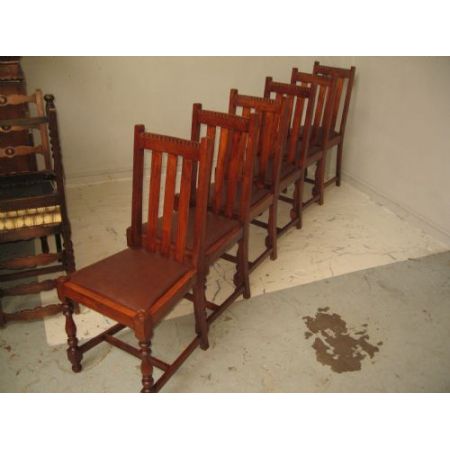 Antikes Set aus sechs Eichen-Esszimmerstühlen