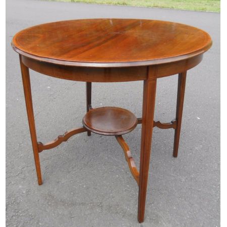 Antiker runder Inlaid Mitteltisch aus Mahagoni um 1900