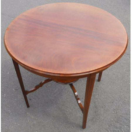 Antiker runder Inlaid Mitteltisch aus Mahagoni um 1900