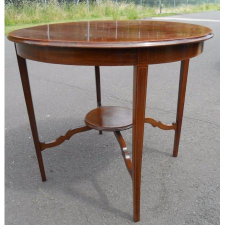 Antiker runder Inlaid Mitteltisch aus Mahagoni um 1900