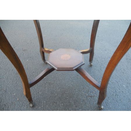 Antiker achteckiger Inlaid Mitteltisch aus Mahagoni um 1900