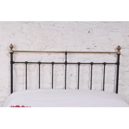 Antiker Doppelbett aus schwarzem und gealtertem Messing