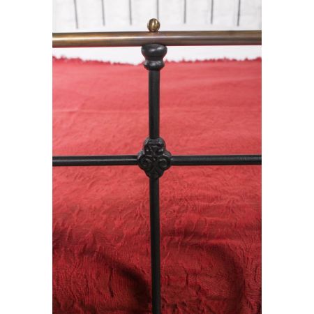 Antiker Doppelbett aus schwarzem und gealtertem Messing