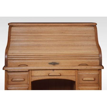 Antiker pedestal roll top desk Schreibtisch aus Eichenholz Massivholz 1900