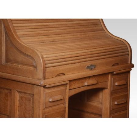 Antiker pedestal roll top desk Schreibtisch aus Eichenholz Massivholz 1900