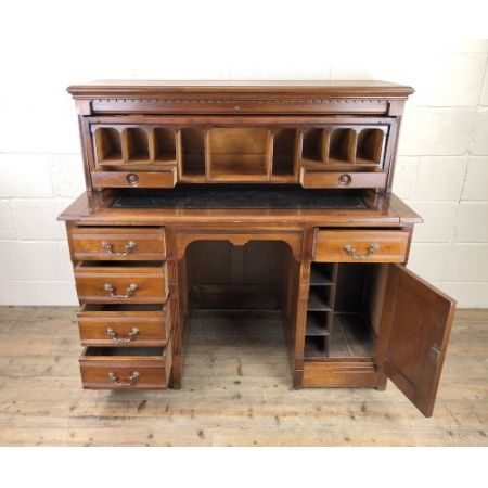 Antiker cylinder roll top desk Schreibtisch aus Massivholz frühes 20. Jahrhundert