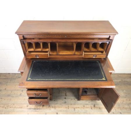 Antiker cylinder roll top desk Schreibtisch aus Massivholz frühes 20. Jahrhundert