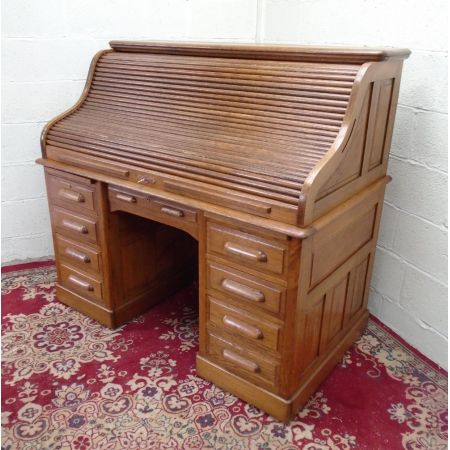 Antiker roll top desk Schreibtisch aus Eiche Massivholz