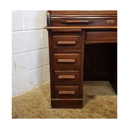 Antiker roll top desk Schreibtisch aus Eiche Massivholz 1890