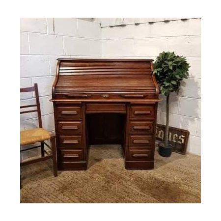 Antiker roll top desk Schreibtisch aus Eiche Massivholz 1890