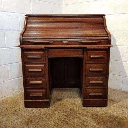 Antiker roll top desk Schreibtisch aus Eiche Massivholz 1890