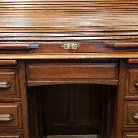 Antiker roll top desk Schreibtisch aus Eiche Massivholz 1890