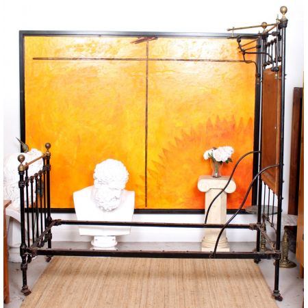 Gusseisen Bettrahmen aus Messing um 1880