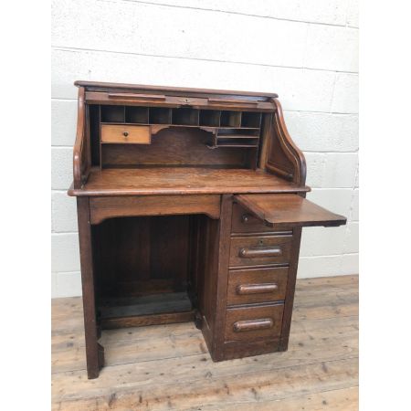 Antiker roll top desk Schreibtisch aus Eiche Massivholz 1910
