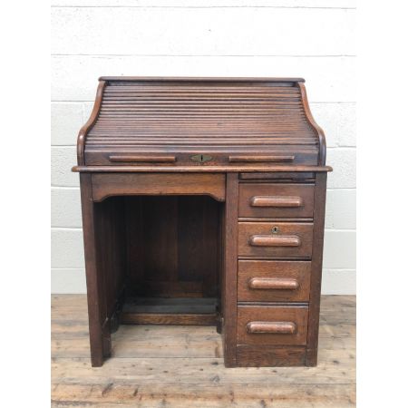 Antiker roll top desk Schreibtisch aus Eiche Massivholz 1910