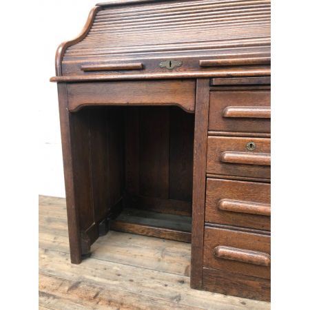 Antiker roll top desk Schreibtisch aus Eiche Massivholz 1910