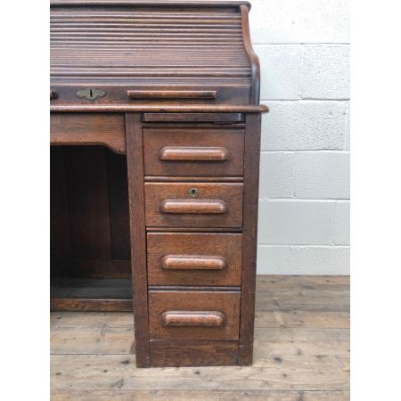 Antiker roll top desk Schreibtisch aus Eiche Massivholz 1910