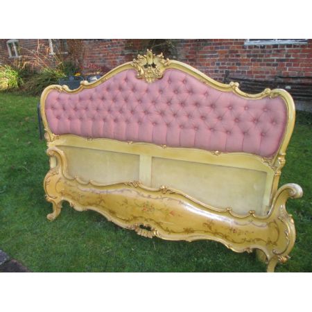 Antikes gemaltes venezianisches Kingsize Bett von 1920