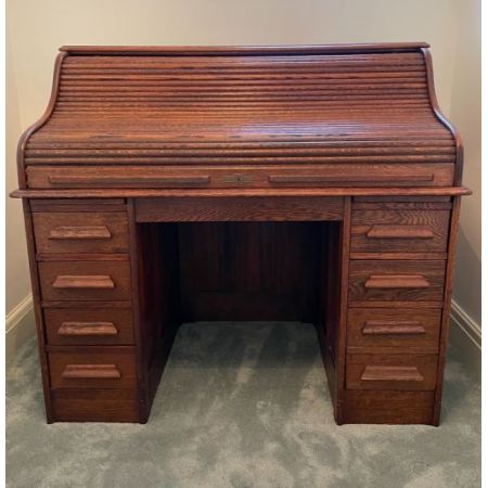 Antiker roll top desk Shcreibtisch aus Eiche Massivholz