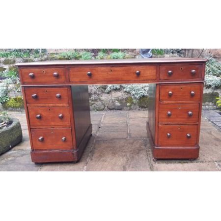 Antiker pedestal desk Schreibtisch aus Mahagoni Massivholz 