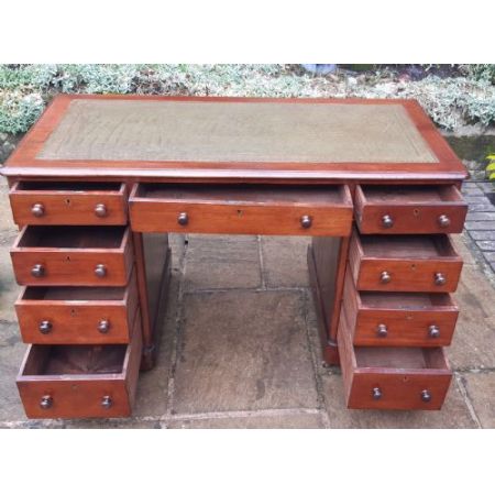 Antiker pedestal desk Schreibtisch aus Mahagoni Massivholz 