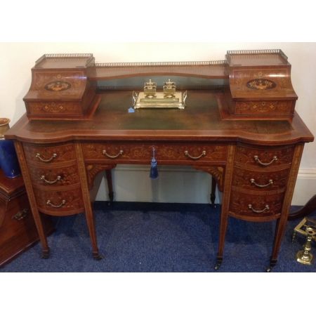 Antiker Inlaid Damenschreibtisch aus Mahagoni um 1900