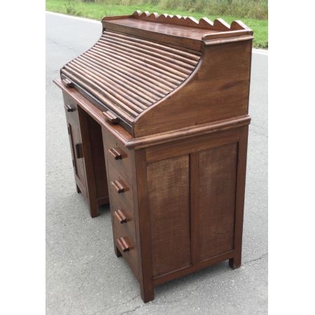 Antiker Rolltop-Schreibtisch mit Mahagoni-Sockel