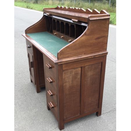 Antiker Rolltop-Schreibtisch mit Mahagoni-Sockel