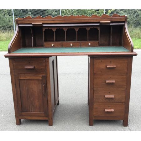 Antiker Rolltop-Schreibtisch mit Mahagoni-Sockel