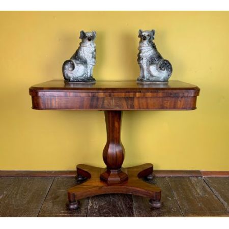 Antiker Mahagoni Sockel Kartentisch aus dem 19. Jahrhundert